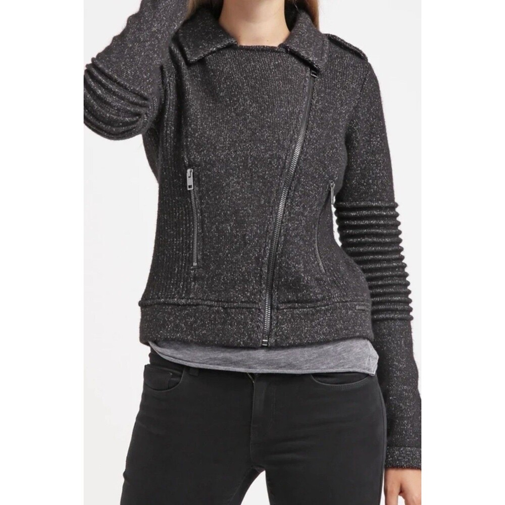 Diesel Women’s M Black asymmetrical Zip Biker Jacket sweater indie sleaze
